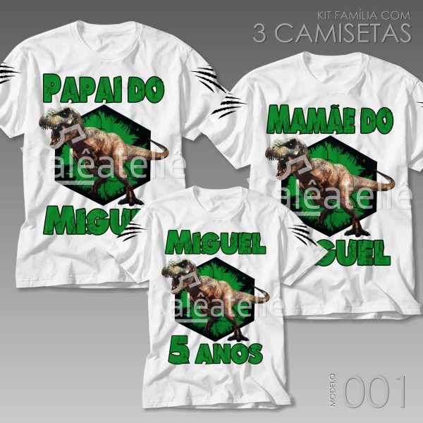 Kit 3 Camisetas Dinossauro