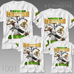Kit 4 Camisetas Kung Fu Panda 001