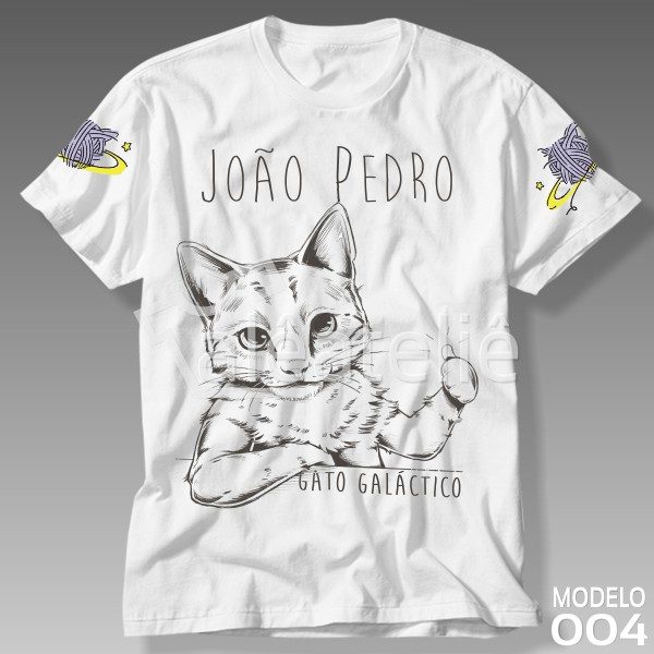 Camiseta Gato Galáctico Gatinhos Personalizada com Nome