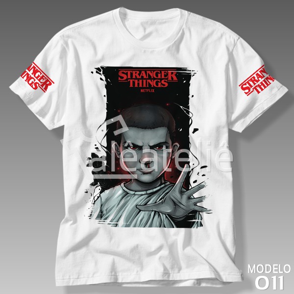 Camiseta infantil Eleven Stranger Things 4-10A branco, Netflix