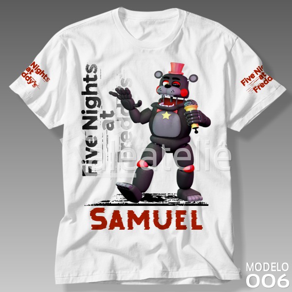 Camisa Infantil Five Night Freddy Pizza Fazbear 100% Algodão