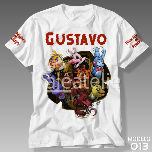 Camisa Infantil Five Night Freddy Pizza Fazbear 100% Algodão