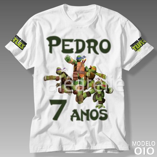 Camiseta Infantil Filme Tartarugas Ninja Leonardo Desenho